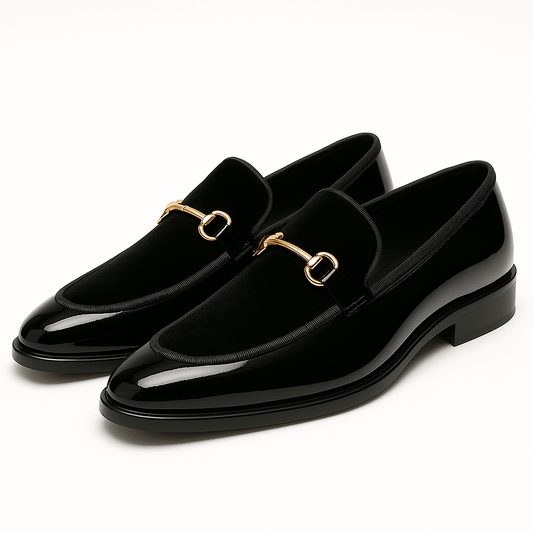 VogeLuxe | Men’s Velvet Panel Horsebit Loafers 0