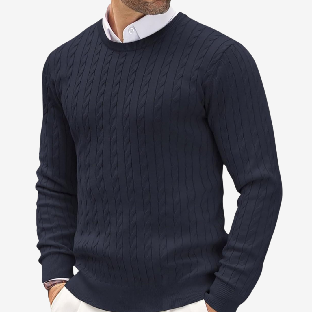 VogeLuxe | Men’s Vertical Cable-Knit Sweater 0