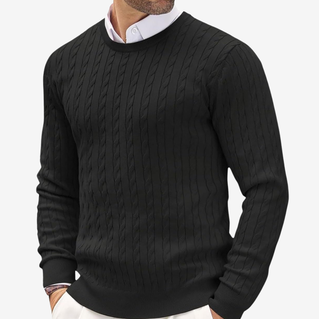 VogeLuxe | Men’s Vertical Cable-Knit Sweater 1