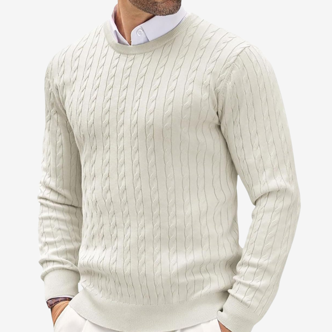 VogeLuxe | Men’s Vertical Cable-Knit Sweater 2