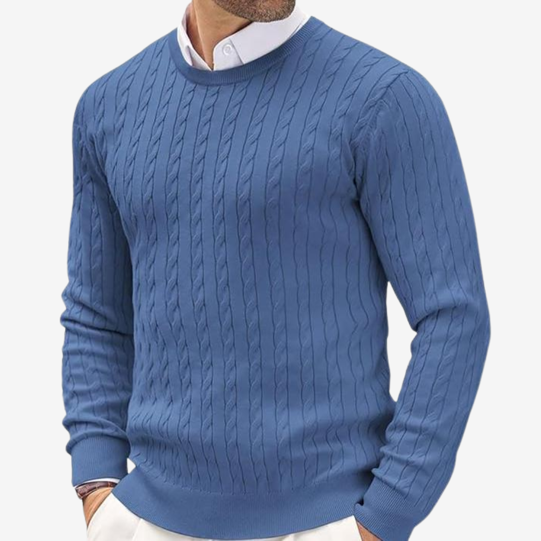 VogeLuxe | Men’s Vertical Cable-Knit Sweater 3