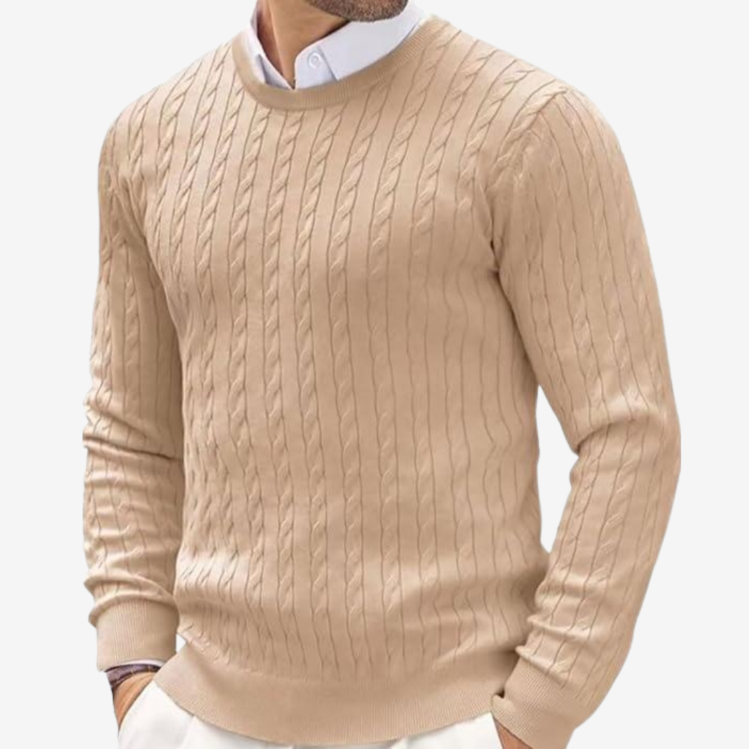 VogeLuxe | Men’s Vertical Cable-Knit Sweater 4