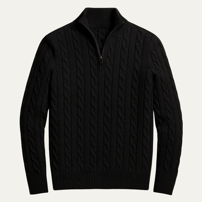 VogeLuxe | Men’s Vertical Rib Knit Polo Sweater 1