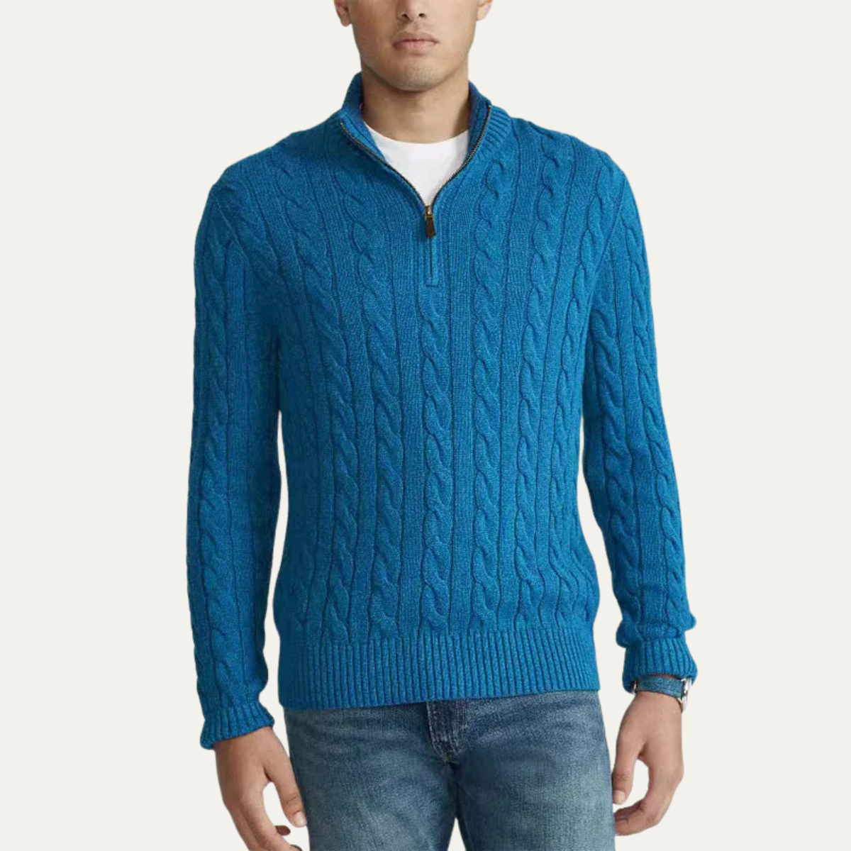 VogeLuxe | Men’s Vertical Rib Knit Polo Sweater 3