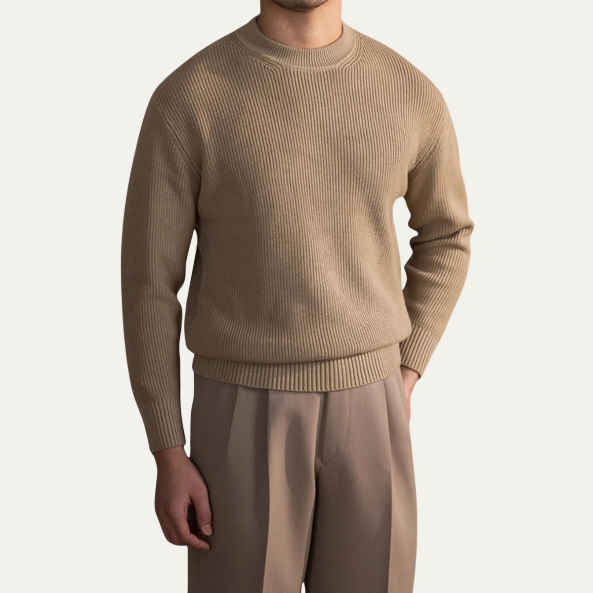VogeLuxe | Men’s Vertical Ribbed Crewneck Sweater 0