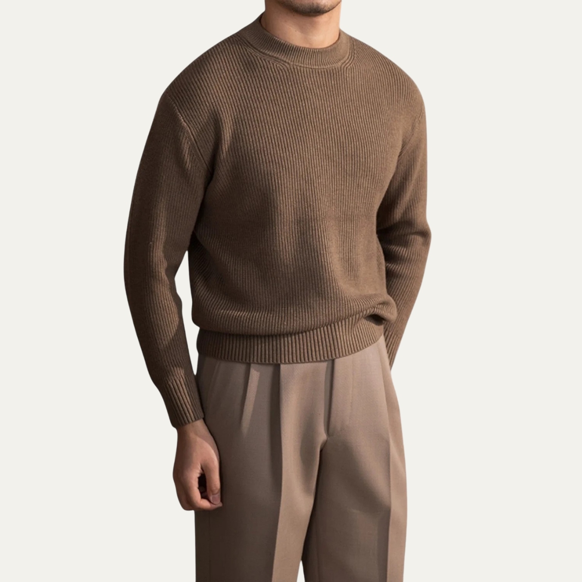 VogeLuxe | Men’s Vertical Ribbed Crewneck Sweater 3