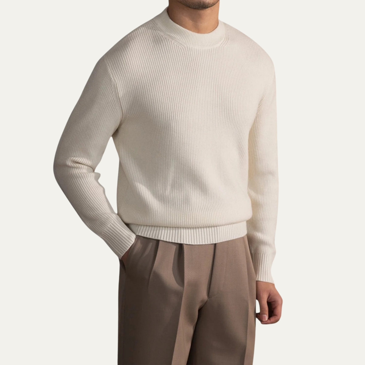 VogeLuxe | Men’s Vertical Ribbed Crewneck Sweater 5