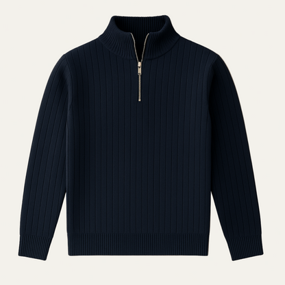 VogeLuxe | Men’s Vertical Ribbed Quarter-Zip Sweater 0