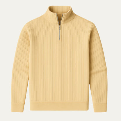 VogeLuxe | Men’s Vertical Ribbed Quarter-Zip Sweater 1