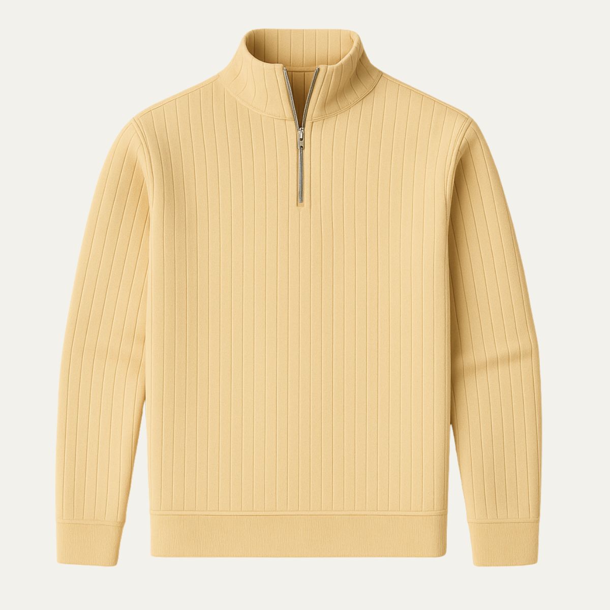 VogeLuxe | Men’s Vertical Ribbed Quarter-Zip Sweater 1
