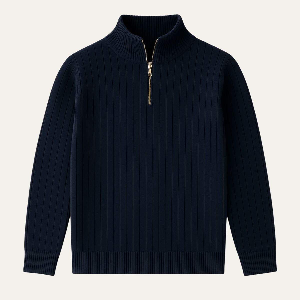 VogeLuxe | Men’s Vertical Ribbed Quarter-Zip Sweater 2