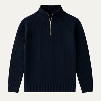 VogeLuxe | Men’s Vertical Ribbed Quarter-Zip Sweater 2