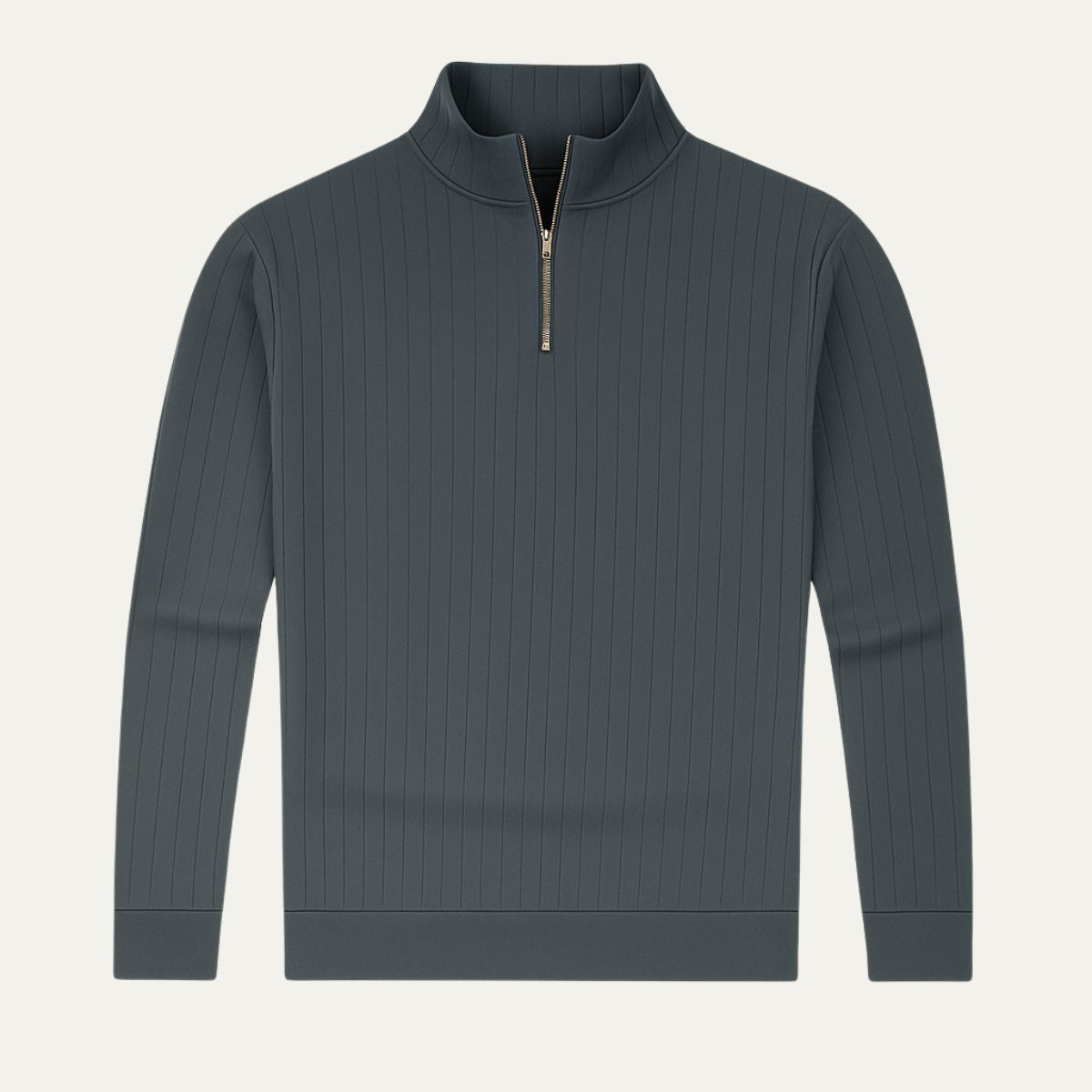 VogeLuxe | Men’s Vertical Ribbed Quarter-Zip Sweater 4