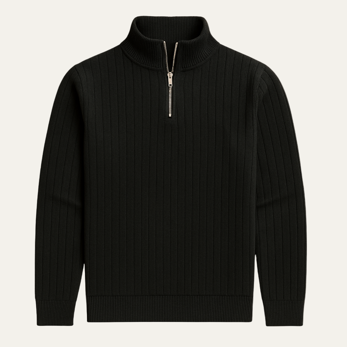 VogeLuxe | Men’s Vertical Ribbed Quarter-Zip Sweater 5