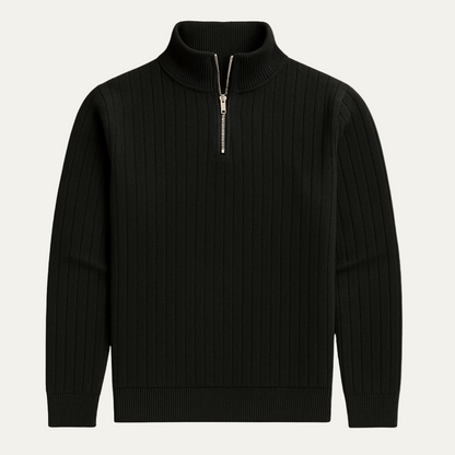 VogeLuxe | Men’s Vertical Ribbed Quarter-Zip Sweater 5