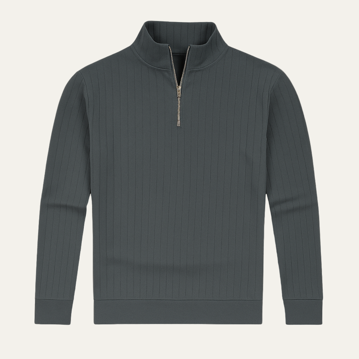 VogeLuxe | Men’s Vertical Ribbed Quarter-Zip Sweater 6