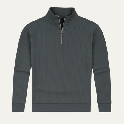 VogeLuxe | Men’s Vertical Ribbed Quarter-Zip Sweater 6