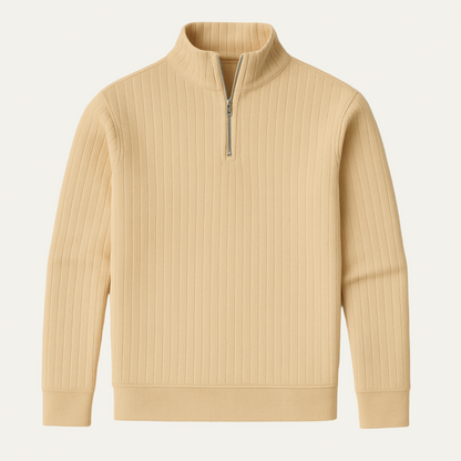 VogeLuxe | Men’s Vertical Ribbed Quarter-Zip Sweater 7