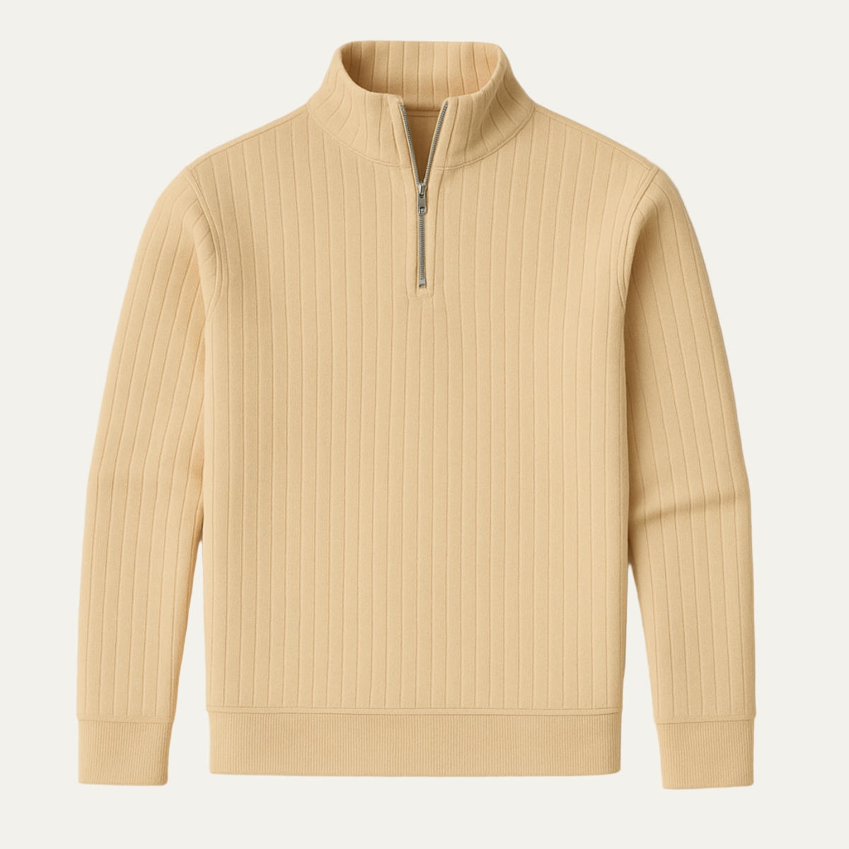 VogeLuxe | Men’s Vertical Ribbed Quarter-Zip Sweater 7