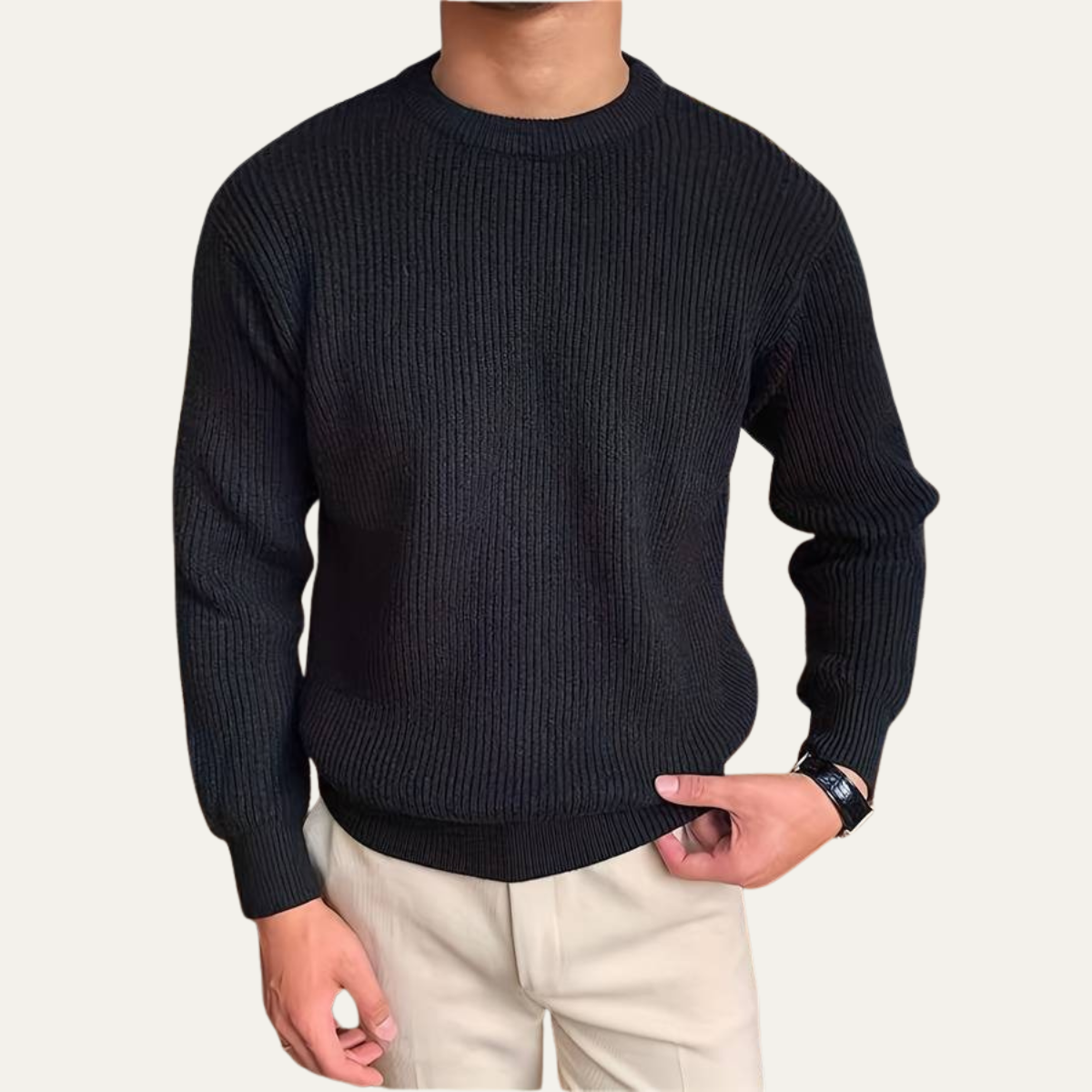 VogeLuxe | Men’s Vertical Ribbed Sweater 0