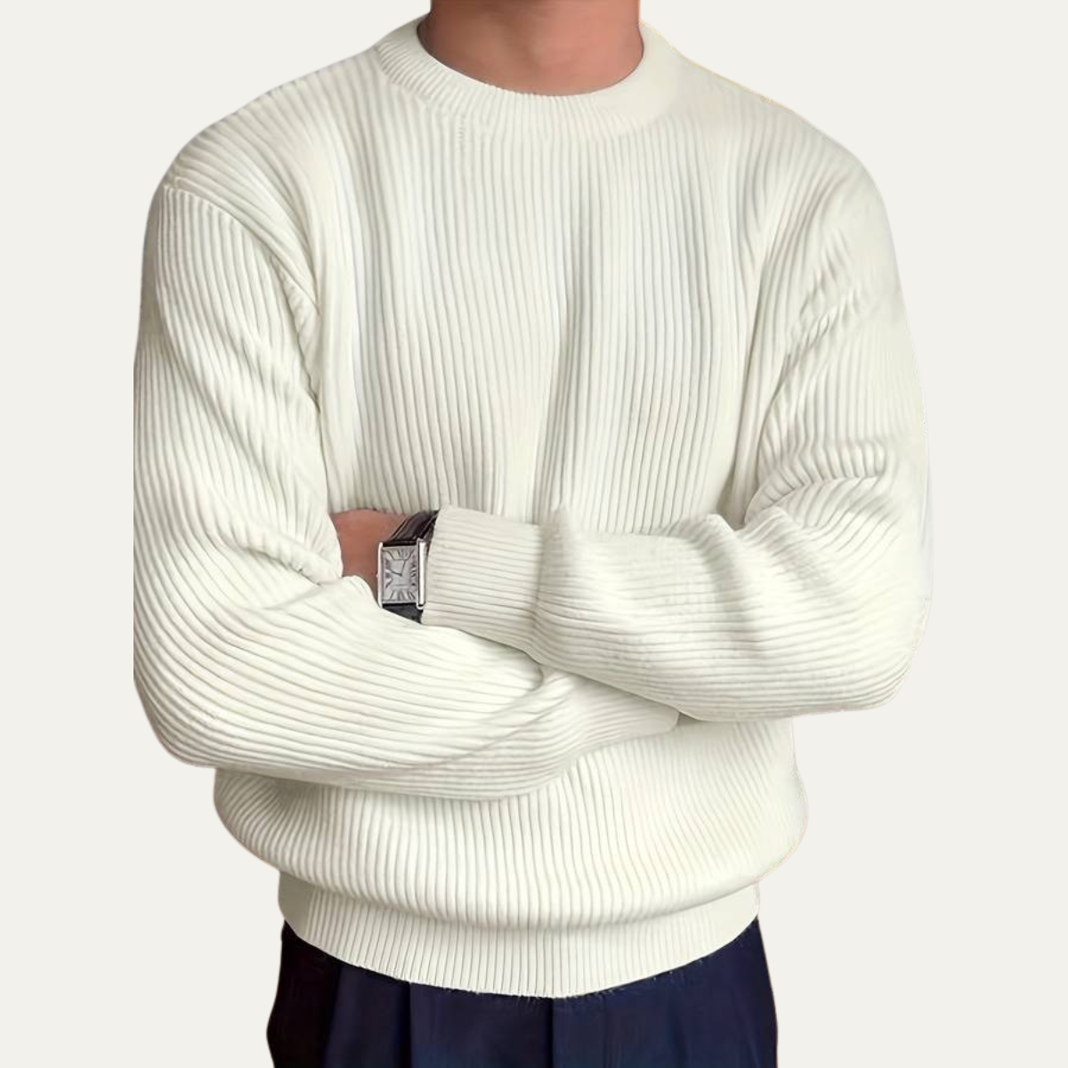 VogeLuxe | Men’s Vertical Ribbed Sweater 2