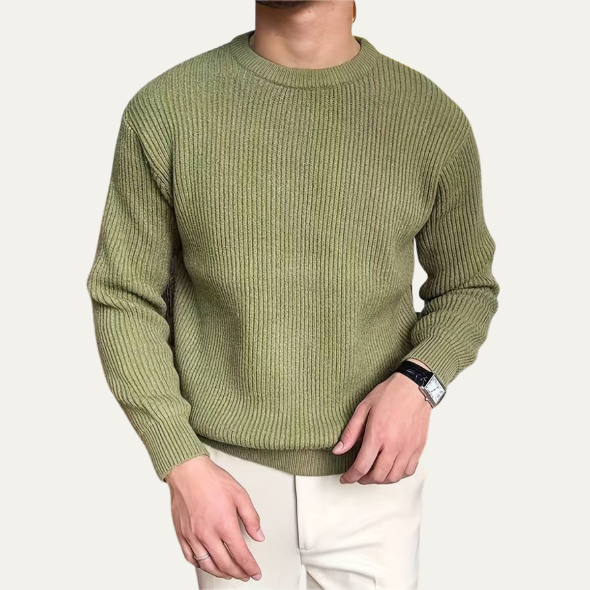 VogeLuxe | Men’s Vertical Ribbed Sweater 3