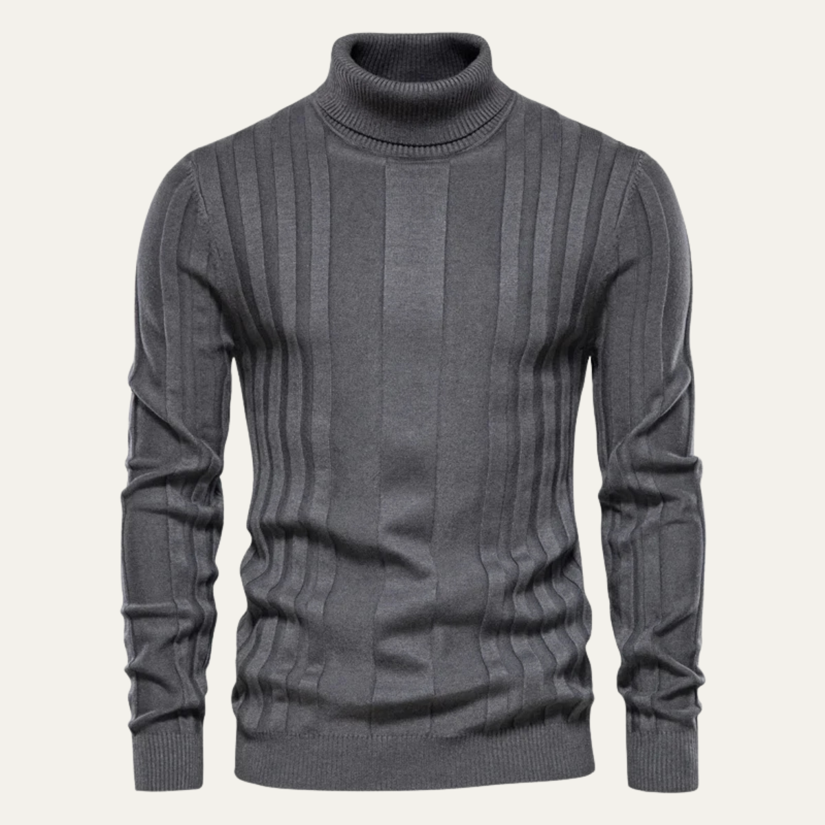 VogeLuxe | Men’s Vertical Ribbed Turtleneck Sweater 0