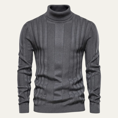 VogeLuxe | Men’s Vertical Ribbed Turtleneck Sweater 0