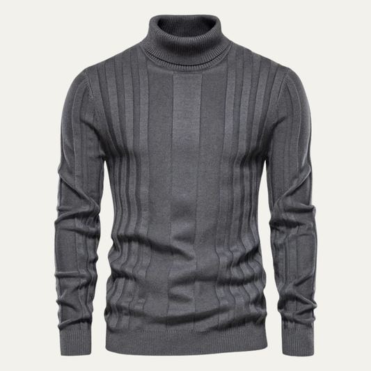 VogeLuxe | Men’s Vertical Ribbed Turtleneck Sweater 0