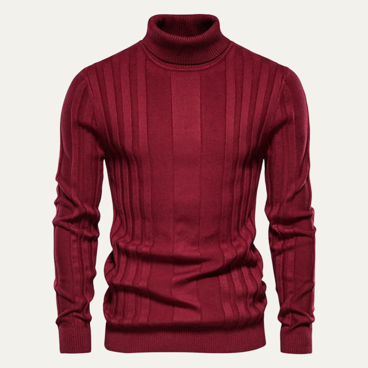 VogeLuxe | Men’s Vertical Ribbed Turtleneck Sweater 10