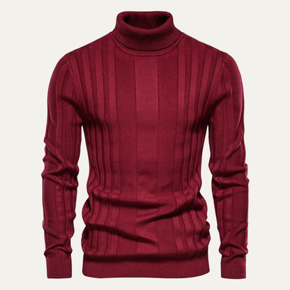VogeLuxe | Men’s Vertical Ribbed Turtleneck Sweater 10