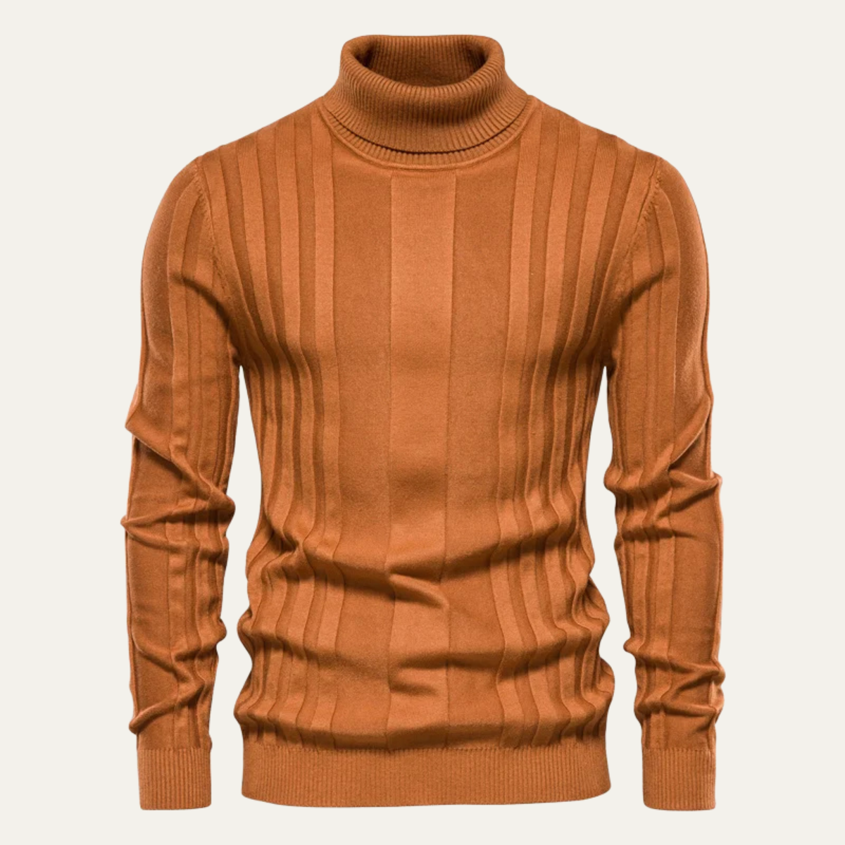 VogeLuxe | Men’s Vertical Ribbed Turtleneck Sweater 11