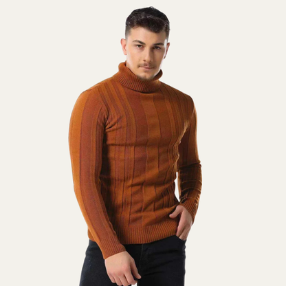 VogeLuxe | Men’s Vertical Ribbed Turtleneck Sweater 5