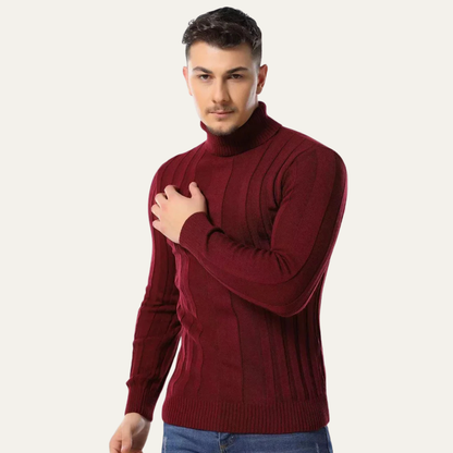VogeLuxe | Men’s Vertical Ribbed Turtleneck Sweater 6