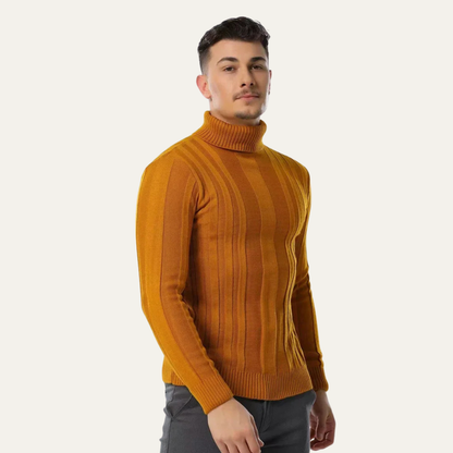 VogeLuxe | Men’s Vertical Ribbed Turtleneck Sweater 7