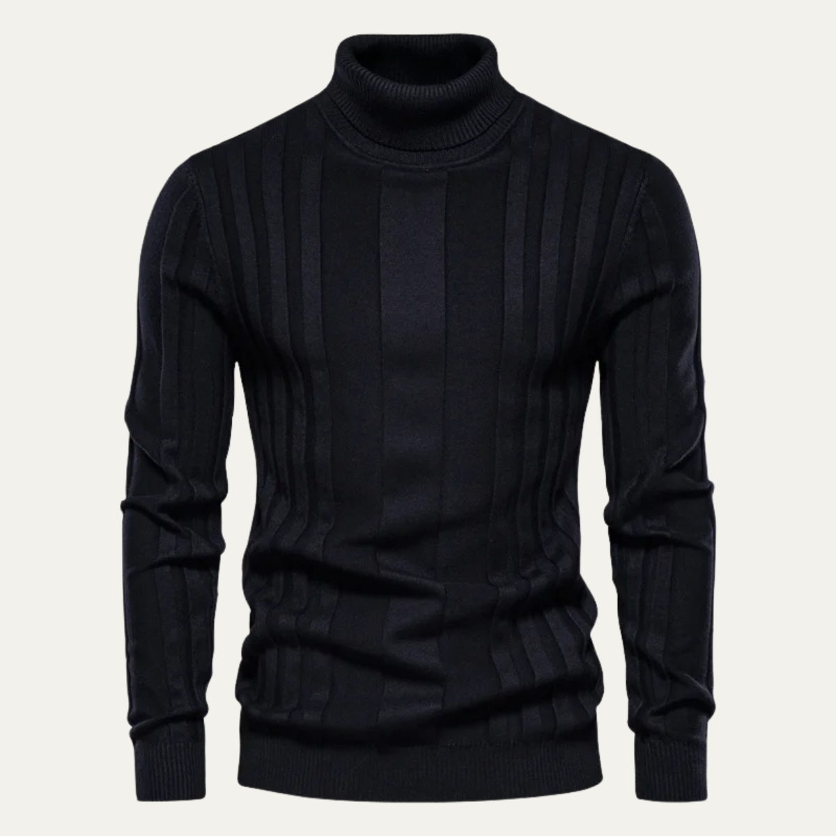 VogeLuxe | Men’s Vertical Ribbed Turtleneck Sweater 8