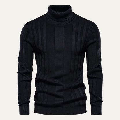 VogeLuxe | Men’s Vertical Ribbed Turtleneck Sweater 8