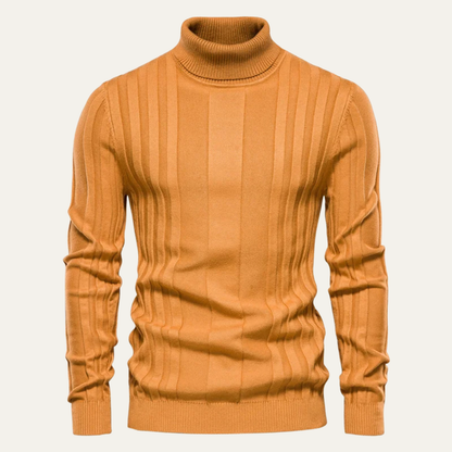 VogeLuxe | Men’s Vertical Ribbed Turtleneck Sweater 9