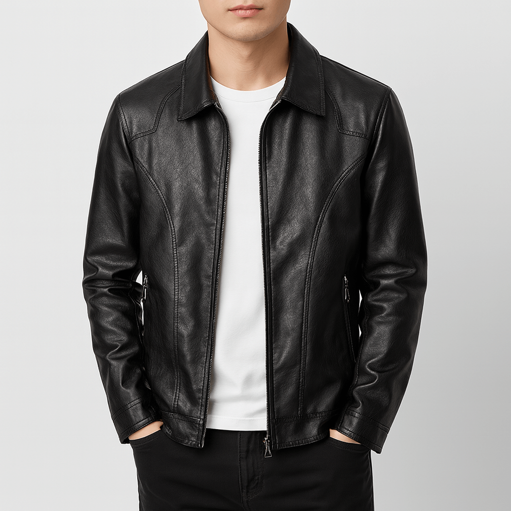 VogeLuxe | Men’s Vintage Leather Biker Jacket 0