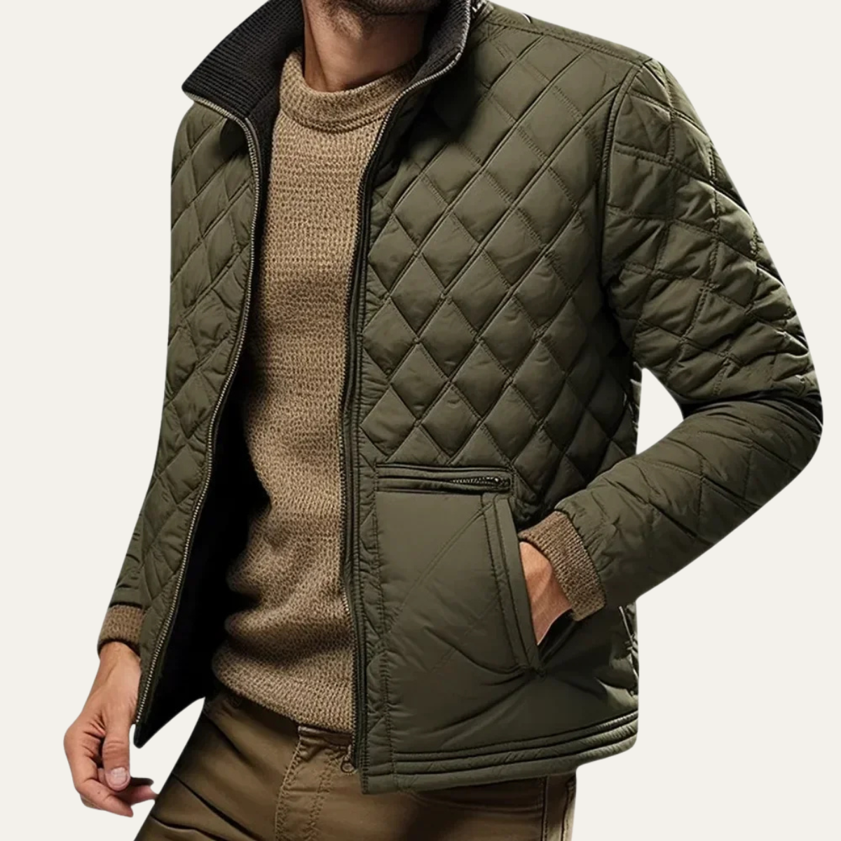VogeLuxe | Men’s Vintage Quilted Zip-Up Jacket 0