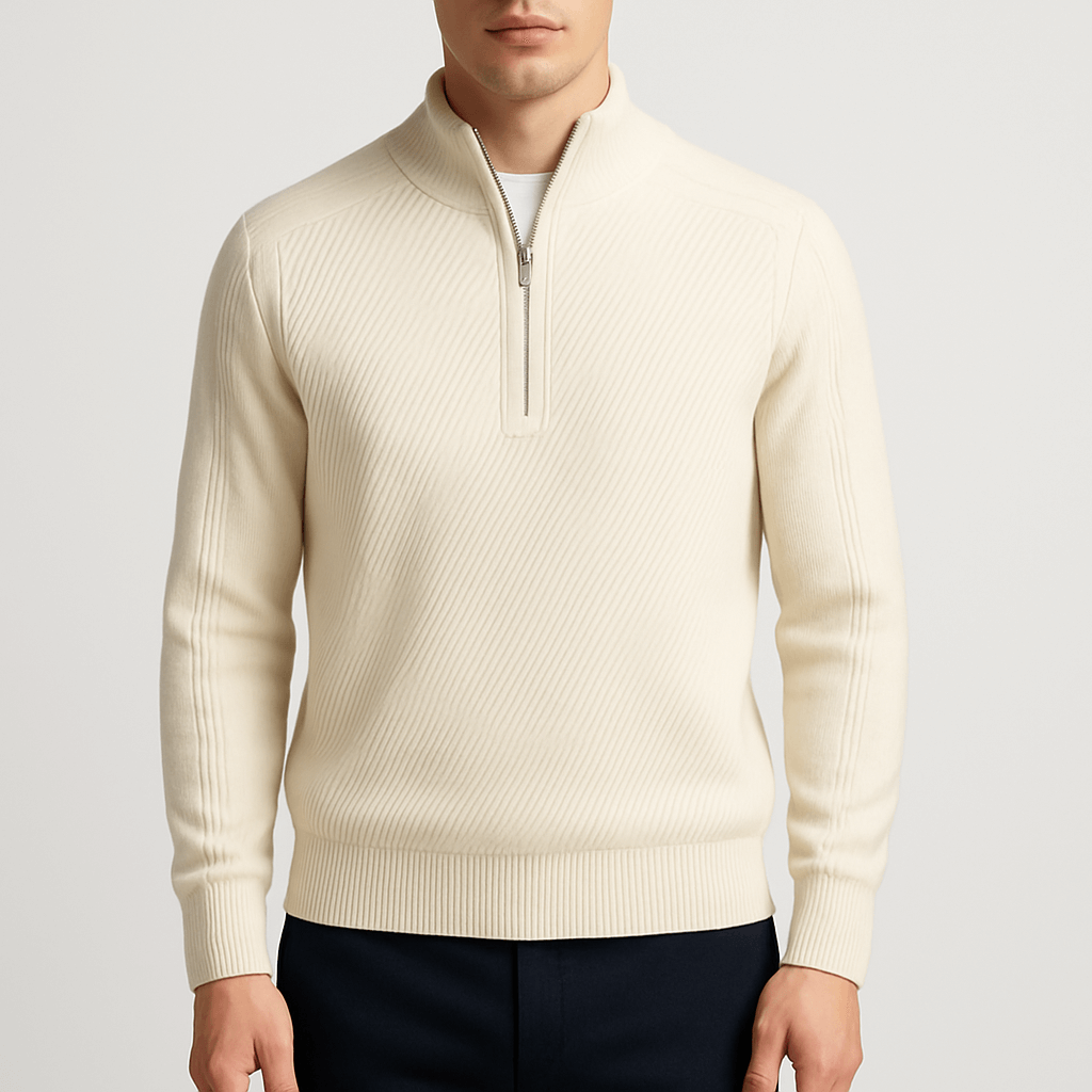 VogeLuxe | Men’s Vintage Wool Zip Sweater 4