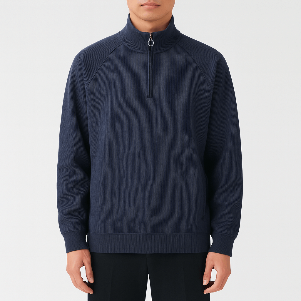 VogeLuxe | Men’s Waffle Cotton Half Zip Pullover 0