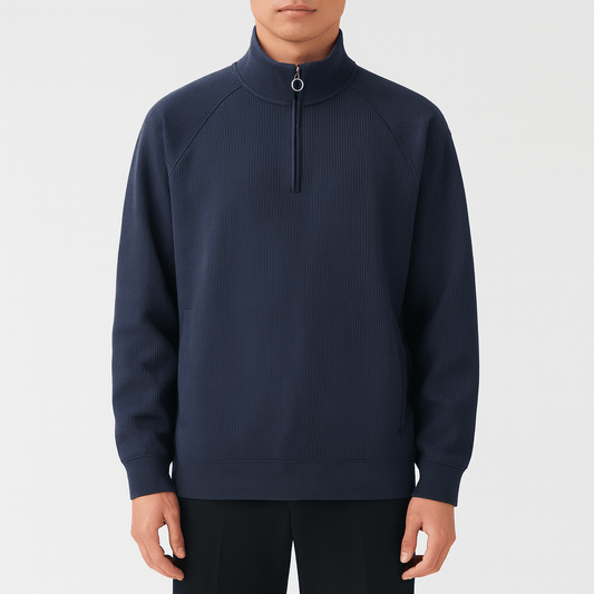 VogeLuxe | Men’s Waffle Cotton Half Zip Pullover 0