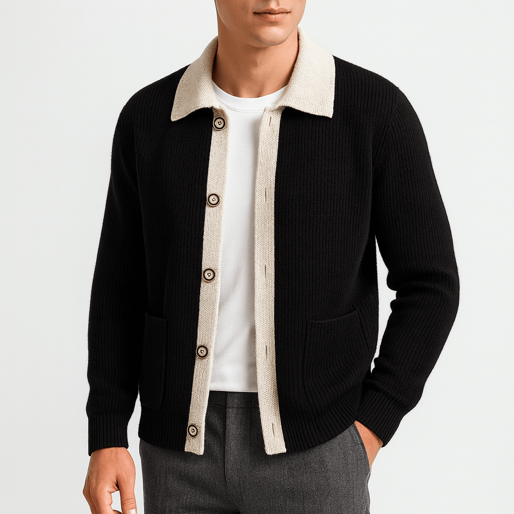 VogeLuxe | Men’s Waffle Knit Cardigan 1