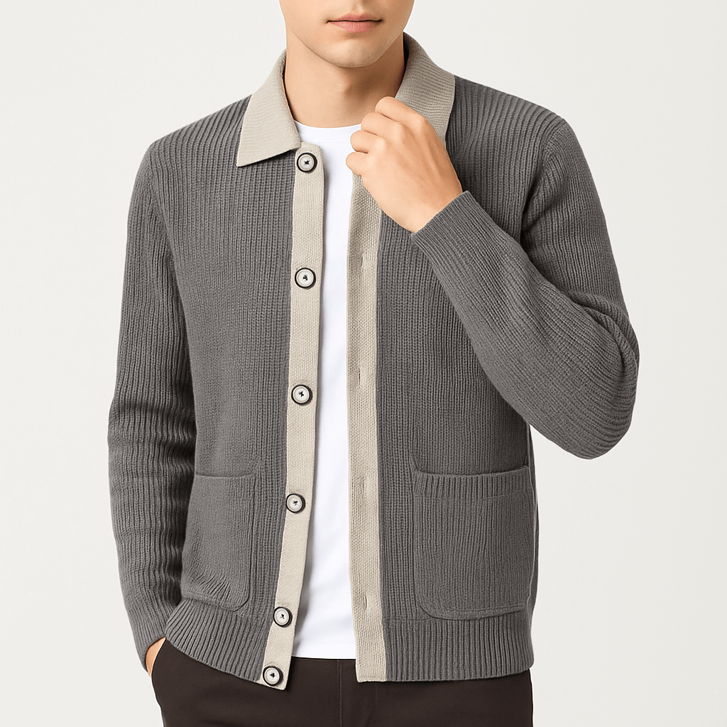 VogeLuxe | Men’s Waffle Knit Cardigan 2