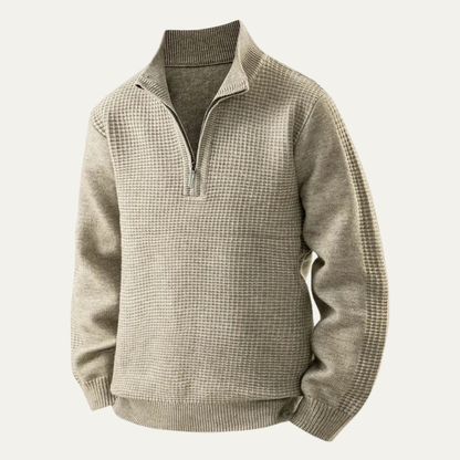 VogeLuxe | Men’s Waffle Knit Half-Zip Sweater 0