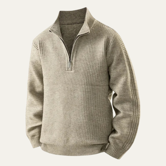VogeLuxe | Men’s Waffle Knit Half-Zip Sweater 0