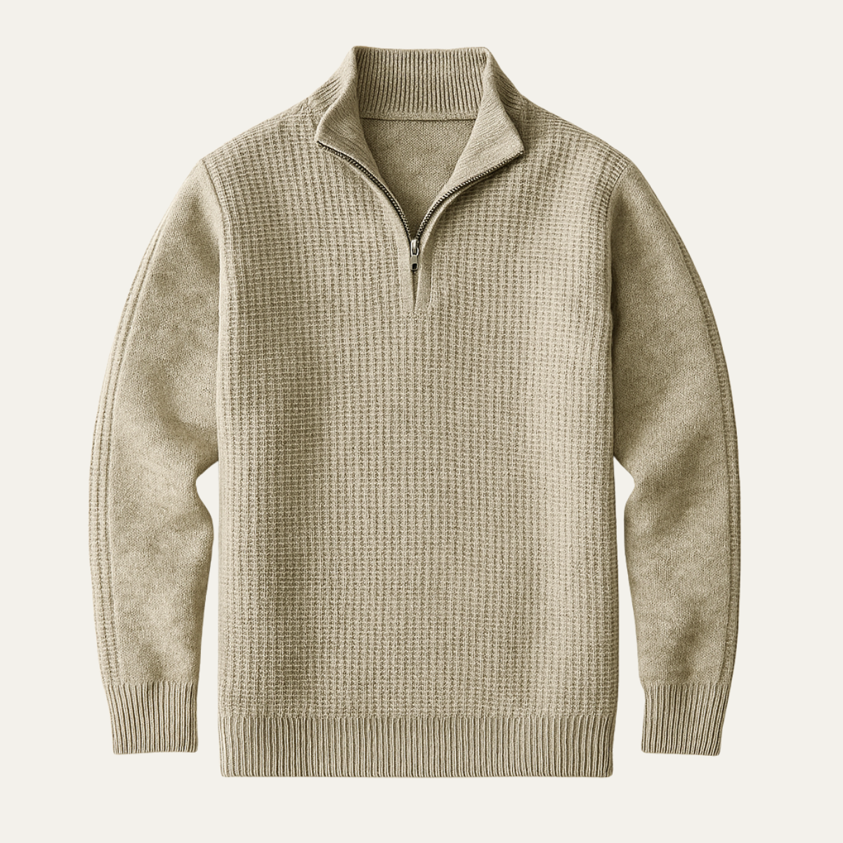 VogeLuxe | Men’s Waffle Knit Half-Zip Sweater 1