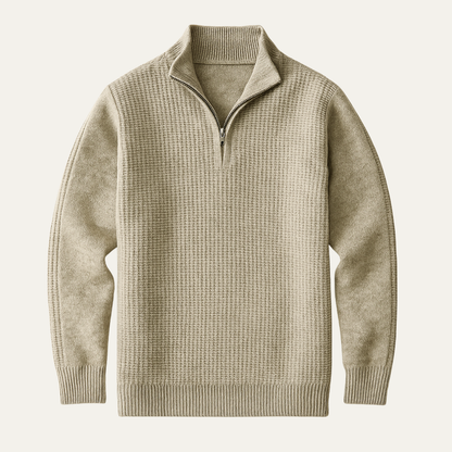 VogeLuxe | Men’s Waffle Knit Half-Zip Sweater 1