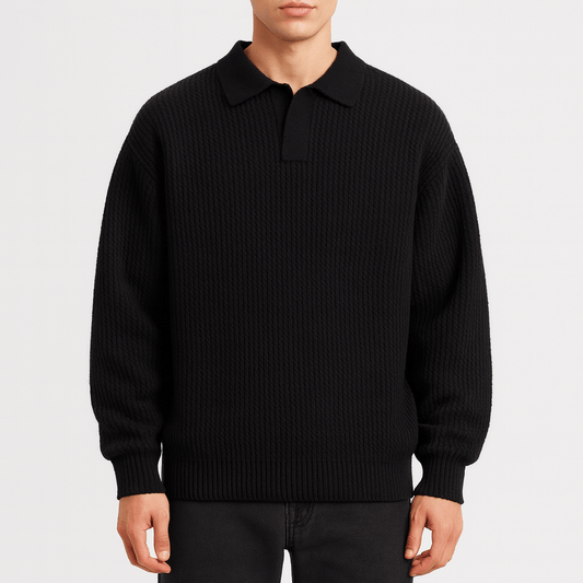 VogeLuxe | Men’s Waffle Knit Polo Sweater 0
